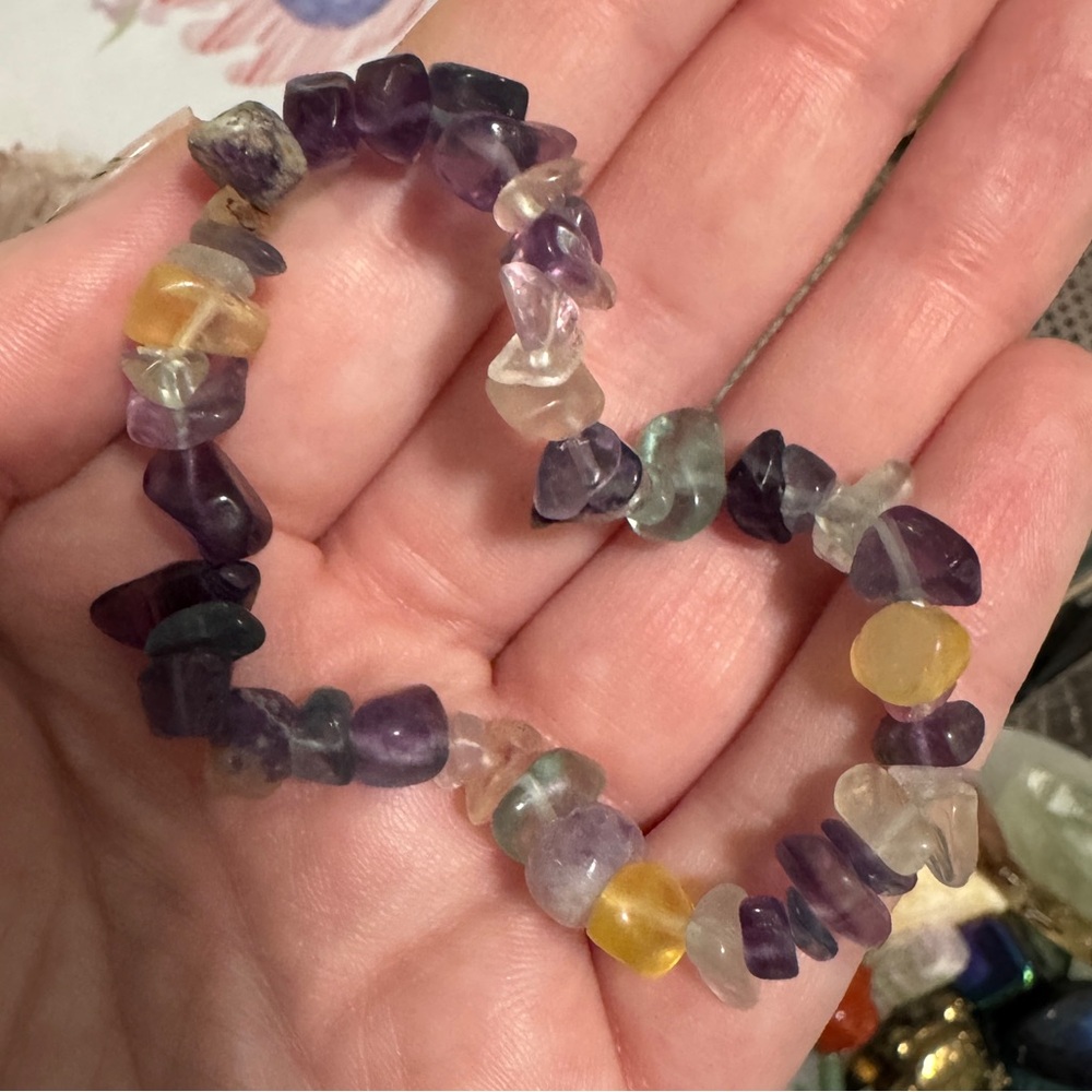 Rainbow Fluorite Multi-Color Crystal Bracelet - NWOT
